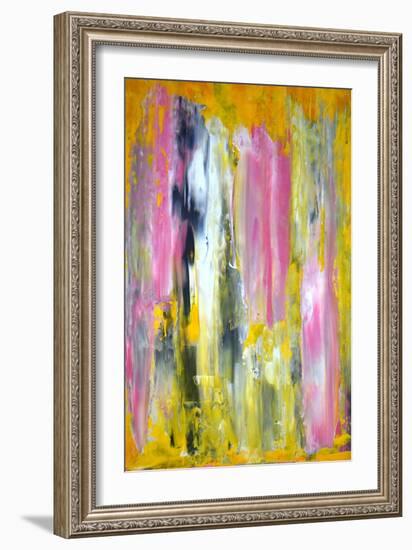 Pink and Yellow Abstract Art Painting-T30Gallery-Framed Art Print