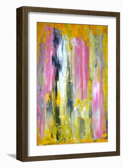 Pink and Yellow Abstract Art Painting-T30Gallery-Framed Art Print