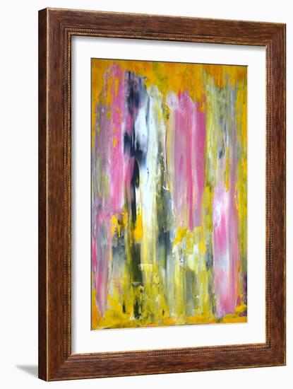 Pink and Yellow Abstract Art Painting-T30Gallery-Framed Art Print