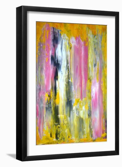 Pink and Yellow Abstract Art Painting-T30Gallery-Framed Art Print