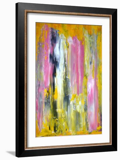 Pink and Yellow Abstract Art Painting-T30Gallery-Framed Art Print