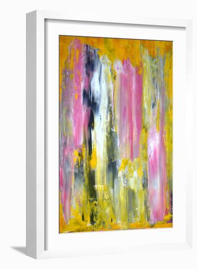 Pink and Yellow Abstract Art Painting-T30Gallery-Framed Art Print