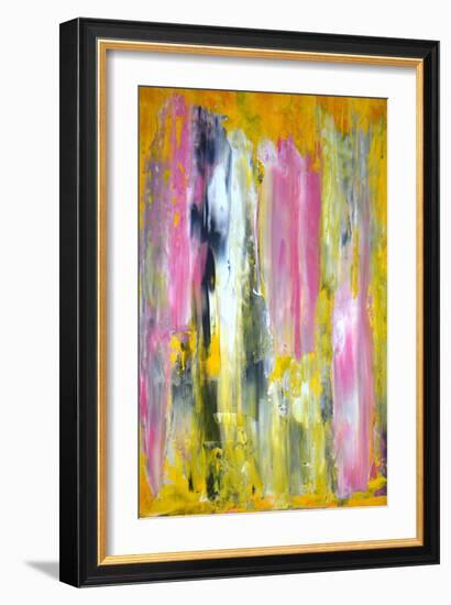 Pink and Yellow Abstract Art Painting-T30Gallery-Framed Art Print