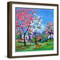 Pink and Yellow Blossoms on a Blue Sky-Patty Baker-Framed Art Print