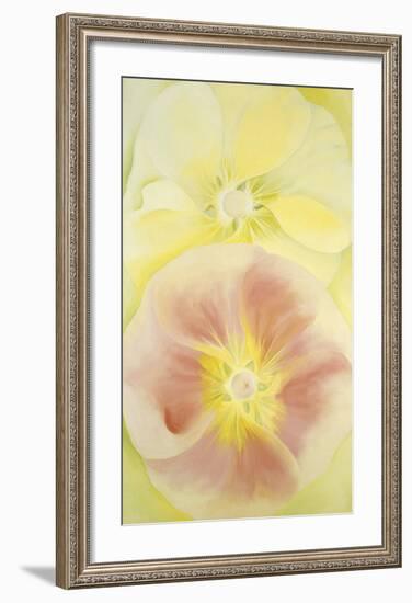 Pink and Yellow Hollyhocks, c.1952-Georgia O'Keeffe-Framed Art Print