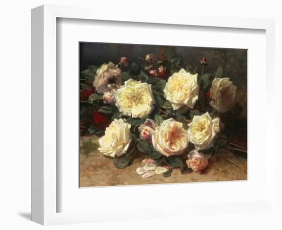 Pink and Yellow Roses-Jean Baptiste Claude Robie-Framed Giclee Print