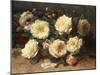 Pink and Yellow Roses-Jean Baptiste Claude Robie-Mounted Giclee Print