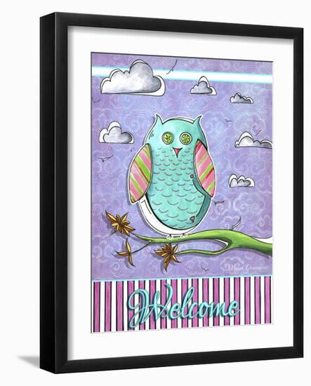 Pink Aqua Owl 1-Megan Aroon Duncanson-Framed Giclee Print