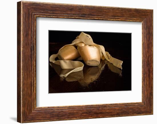 Pink Ballet Pointe Slippers-null-Framed Art Print