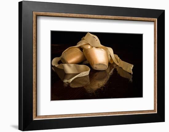 Pink Ballet Pointe Slippers-null-Framed Art Print