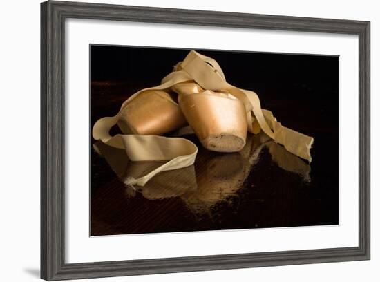 Pink Ballet Pointe Slippers-null-Framed Art Print