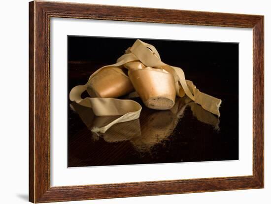 Pink Ballet Pointe Slippers-null-Framed Art Print