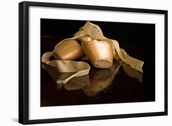 Pink Ballet Pointe Slippers-null-Framed Art Print