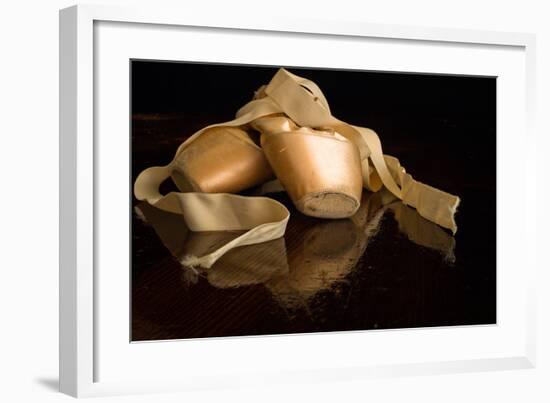 Pink Ballet Pointe Slippers-null-Framed Art Print