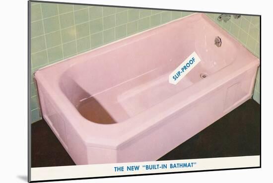 Pink Bathtub with Built in Bathmat-null-Mounted Art Print