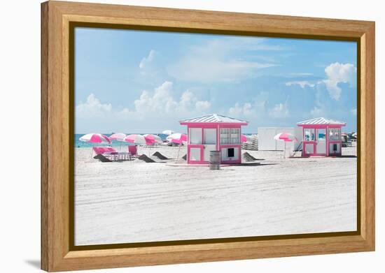 Pink Beach Houses - Miami Beach - Florida-Philippe Hugonnard-Framed Premier Image Canvas