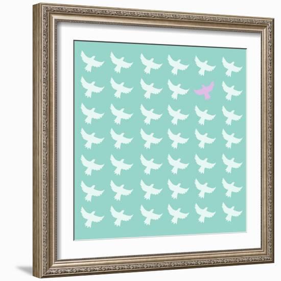 Pink Bird Differrent From The Other-Sira Anamwong-Framed Art Print