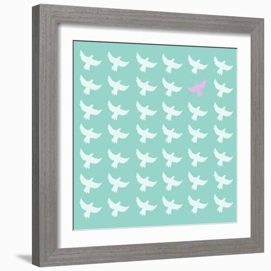 Pink Bird Differrent From The Other-Sira Anamwong-Framed Art Print