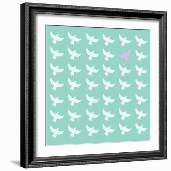 Pink Bird Differrent From The Other-Sira Anamwong-Framed Art Print