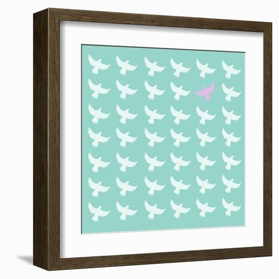 Pink Bird Differrent From The Other-Sira Anamwong-Framed Art Print