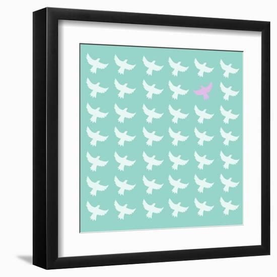 Pink Bird Differrent From The Other-Sira Anamwong-Framed Art Print