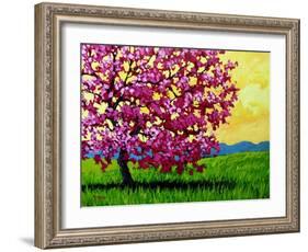 Pink Blossom Tree and Yellow Sky-Patty Baker-Framed Art Print