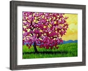 Pink Blossom Tree and Yellow Sky-Patty Baker-Framed Art Print