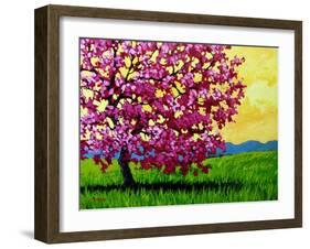 Pink Blossom Tree and Yellow Sky-Patty Baker-Framed Art Print