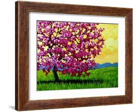 Pink Blossom Tree and Yellow Sky-Patty Baker-Framed Art Print