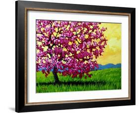 Pink Blossom Tree and Yellow Sky-Patty Baker-Framed Art Print