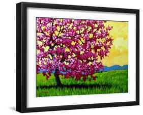 Pink Blossom Tree and Yellow Sky-Patty Baker-Framed Art Print