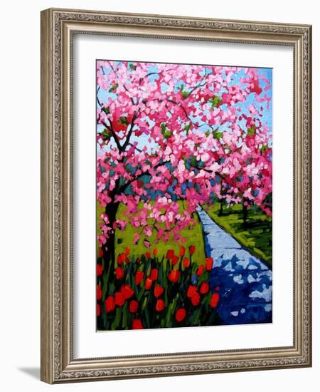 Pink Blossoms and Red Tulips-Patty Baker-Framed Art Print