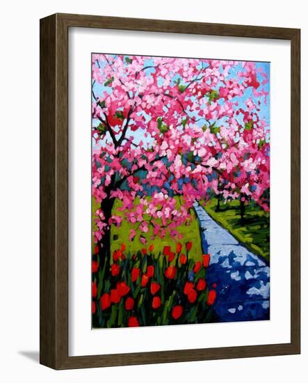 Pink Blossoms and Red Tulips-Patty Baker-Framed Art Print