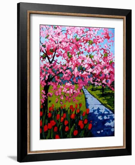 Pink Blossoms and Red Tulips-Patty Baker-Framed Art Print