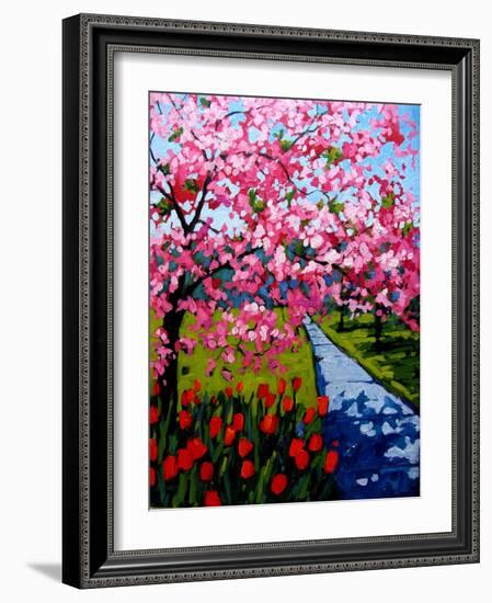 Pink Blossoms and Red Tulips-Patty Baker-Framed Art Print