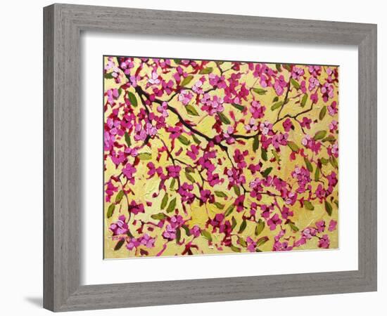 Pink Blossoms and Yellow Sky II-Patty Baker-Framed Art Print