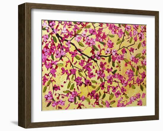 Pink Blossoms and Yellow Sky II-Patty Baker-Framed Art Print