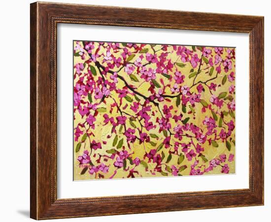 Pink Blossoms and Yellow Sky II-Patty Baker-Framed Art Print