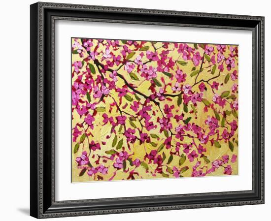 Pink Blossoms and Yellow Sky II-Patty Baker-Framed Art Print