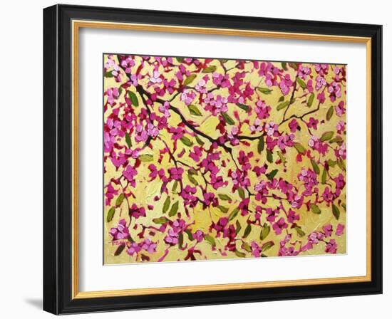 Pink Blossoms and Yellow Sky II-Patty Baker-Framed Art Print