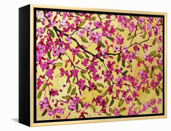 Pink Blossoms and Yellow Sky II-Patty Baker-Framed Stretched Canvas