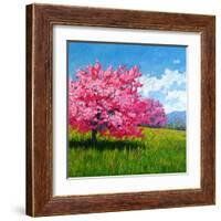 Pink Blossoms on a Hillside-Patty Baker-Framed Art Print