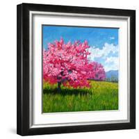 Pink Blossoms on a Hillside-Patty Baker-Framed Art Print