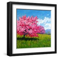Pink Blossoms on a Hillside-Patty Baker-Framed Art Print