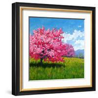 Pink Blossoms on a Hillside-Patty Baker-Framed Art Print