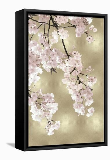 Pink Blossoms on Gold I-Kate Bennett-Framed Stretched Canvas