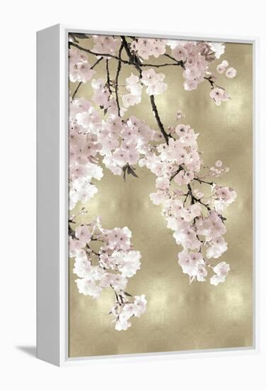 Pink Blossoms on Gold I-Kate Bennett-Framed Stretched Canvas