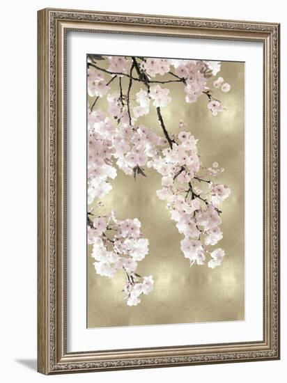 Pink Blossoms on Gold I-Kate Bennett-Framed Art Print