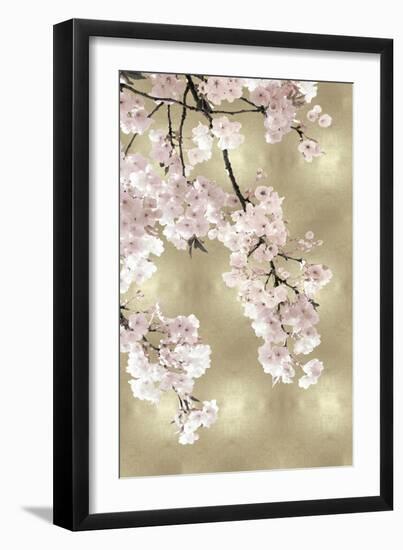 Pink Blossoms on Gold I-Kate Bennett-Framed Art Print