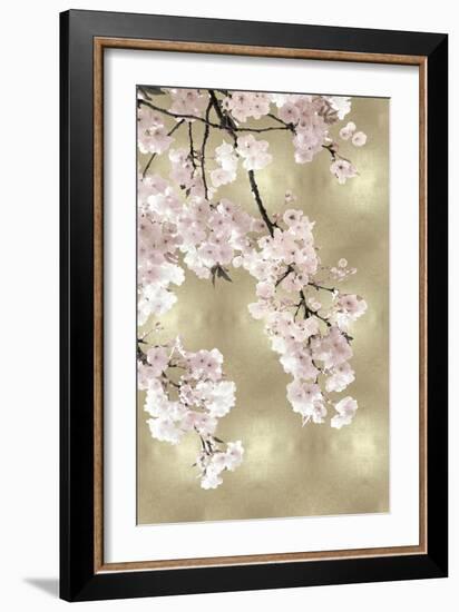 Pink Blossoms on Gold I-Kate Bennett-Framed Art Print